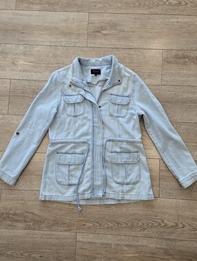 Risen Denim Light Blue Utility Jacket - Casual Women's Anorak